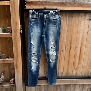 Trendy Distressed Blue Skinny Jeans for Women